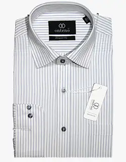 White shirt with grey striped