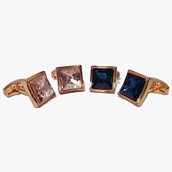 Gold square cufflink with crystal
