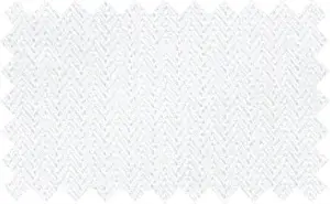 White Luxury Narrow Herringbone, 100's 2Ply Fine Luxury Cotton. The fabric is shiny and has very soft feel. The herringbone pattern is 1/8 inch wide.