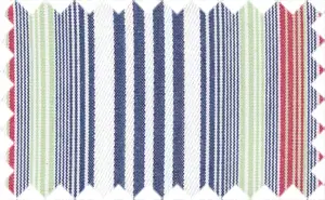 Midnight Blue/Red/White/Mantis Green Stripes, 100% Cotton