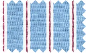 Falu Red/White Stripes over Pale Cornflower Blue, Cotton/Polyester Blends