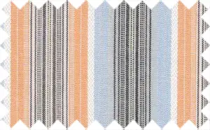 Peach Orange/Cornflower Blue/Black/White Stripes, 100% Cotton