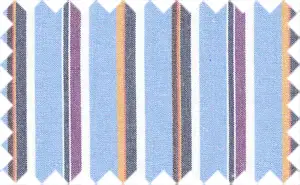 Purple/Golden Glow/Black/White Stripes over Cornflower Blue, 100% Cotton