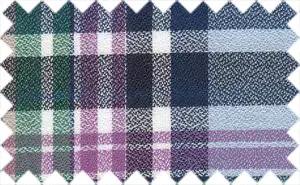 Multi Colored Plaids/Noise Pattern, 2Ply Cotton - Midnight Blue/Ocean Green/Orchid/Spindle Blue/Pale Cornflower Blue/Raffia yellow Plaids