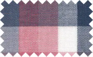 Midnight Blue/Tea Rose Red/Gray/White Checks, 100% Cotton breathable double fabric, good for summer casual shirts.
