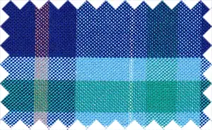 Blue/Sky Blue/Green/Orange/White Pinpoint Plaids, 100%  Cotton - Egyptian Blue/Light Sky Blue/Jungle Green/Crusta/White Plaids