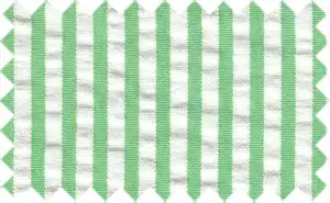 Emerald Green/White Searsucker Stripes, 100% Cotton  - Searsucker/crepe fabric