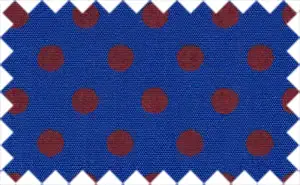 Burnt Umber Red/Persian Blue Polka Dots, 100% Polyester