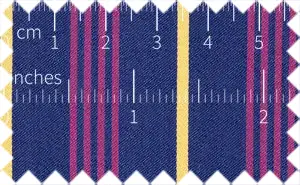 Midnight Blue/Sweet Corn Yellow/Medium Red Violet Stretched Stripes, Cotton/Polyester Blends