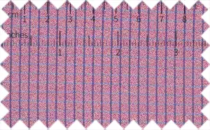 Mulled Wine Purple Stripes/Mulberry Red Noise Pattern, 75% Cotton/25% Polyester. Fabric has a soft feel but wrinkles fast.