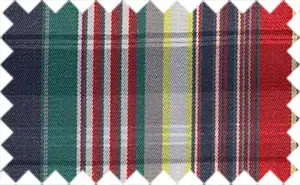 Cardinal Red/Rhino Blue/Flax Yellow/Viridian Green  Plaids, 80% polyester/20% cotton