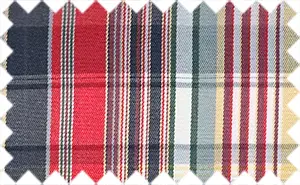 Amaranth Red/Golden Yellow/Mineral Green/Black Plaids, 35% cotton/65% polyester