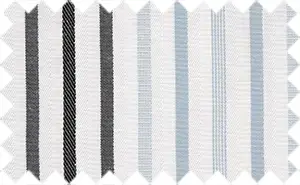 Black/Heather Gray/White Stripes, 35% cotton/65% polyesterrnThe stripes pattern repeat every 3 inches (7.7 cm)