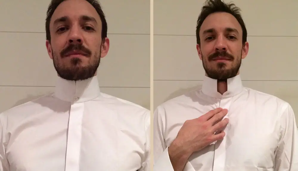 High neck dress shirt outlet