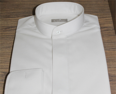 white banded collar dress shirt