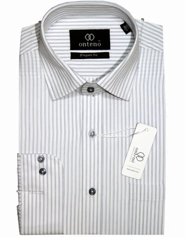 White Shirt With Grey Stripes