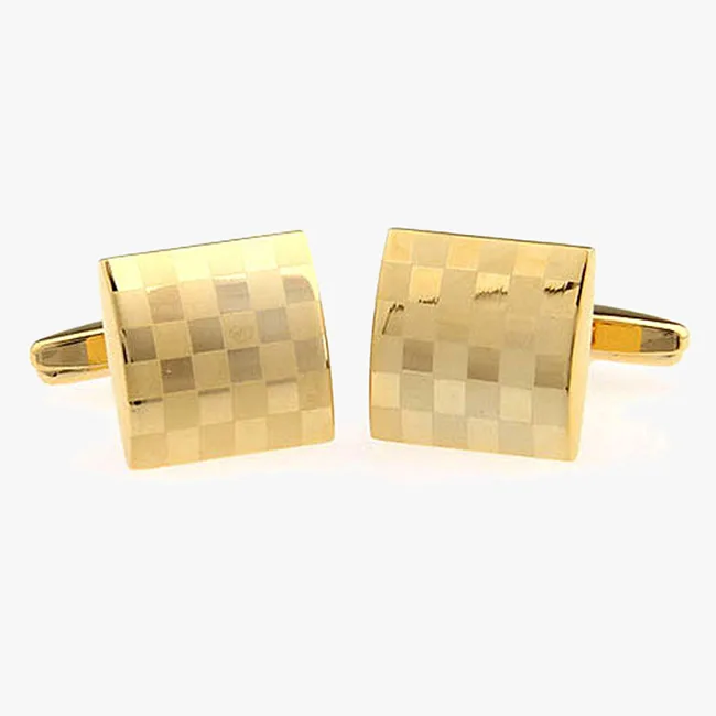 Laser Engraved golden Men's  Cuff Links