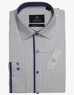 p10, White shirt with purpal striped inner collar & piping white shirt with purpal striped inner coller & piping