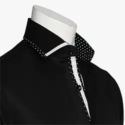 1068, Men's Black Shirt with Polka Dots Contrast