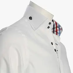 color: Men's White Shirt with two buttons collar