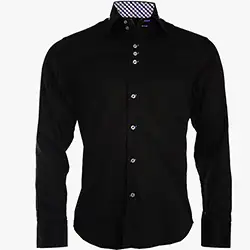 color: Men's Black Shirt with Two Buttons Collar