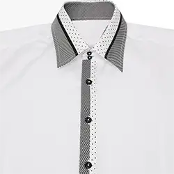 color: Men's Designer White Polka Dot and Striped Collar Formal Shirt