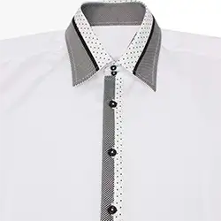 color: Men's Designer White Polka Dot and Striped Collar Formal Shirt