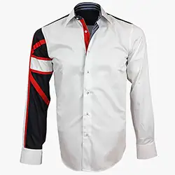 color: Men's Italian Style White Union Jack Print Formal Shirt