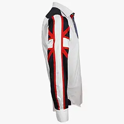 color: Men's Italian Style White Union Jack Print Formal Shirt