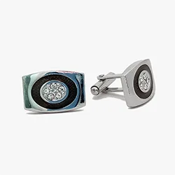 color: Silver rhinestone cuff links