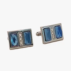 color: Rounded Rectangle Cuff links with Pink Crystal