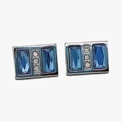 Silver cufflink with light blue crystals