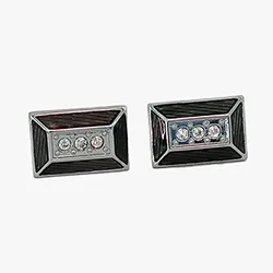 color: Rounded Rectangle Cuff links with Black Crystal