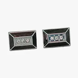 Silver rectangular cufflink with rhinestones