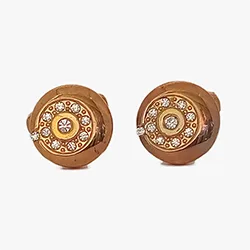 Round gold cuff links with rhinestones