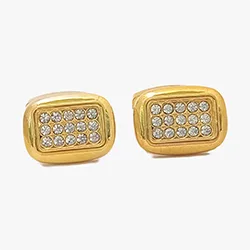 Gold rhinestones cufflink