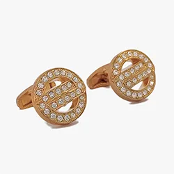 color: Gold/Beige Round Cuff Link