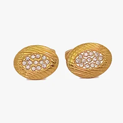 C1018, Gold Oval Rhinestones Cufflink Gold Oval Rhinestones Cufflink