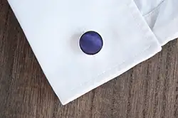 color: Dark Blue Round Cufflinks