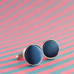 color: Dark Blue Round Cufflinks