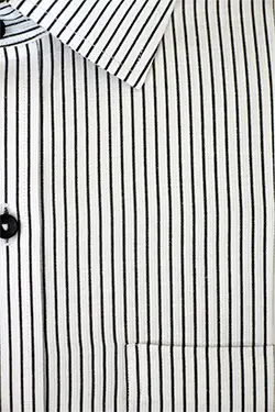 color: Black/White Stripes With Black Inner Cuff & Collar
