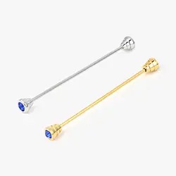 P042, Crystal Blue Collar Pin Bars Gold and Silver Collar Pin Bars