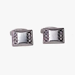 Silver square cufflinks with rhinestones