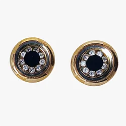 Round golden rhinestone cufflinks