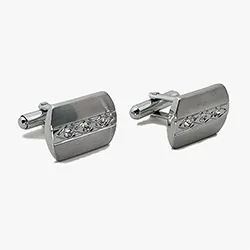 Silver rectangular cufflink