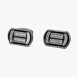 Silver rectangular rhinestone cufflinks